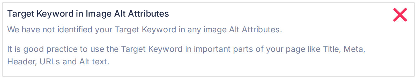 Target Keyword in Image Alt Attribute